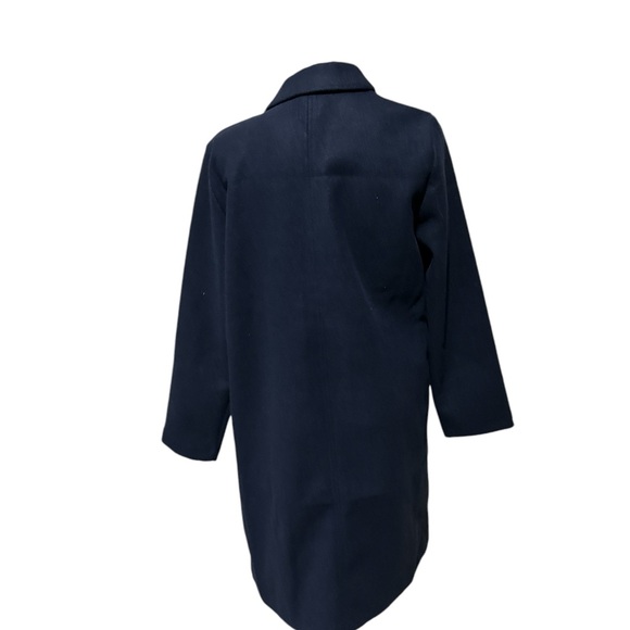 NWOT Zara Lapel Collar Felt Texture Long Open Front Coat NAVY - Picture 6 of 6